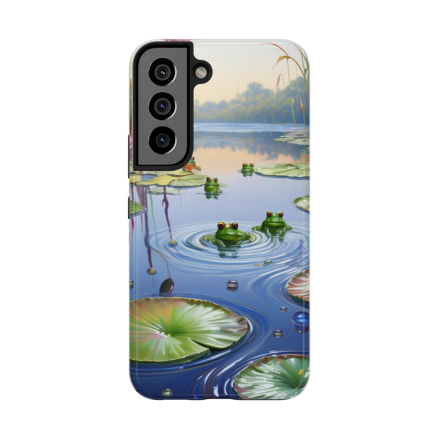 Lily Pads and Frogs Phone Case, Mountain View Raindrops Nature Scene for iPhone or Samsung Galaxy