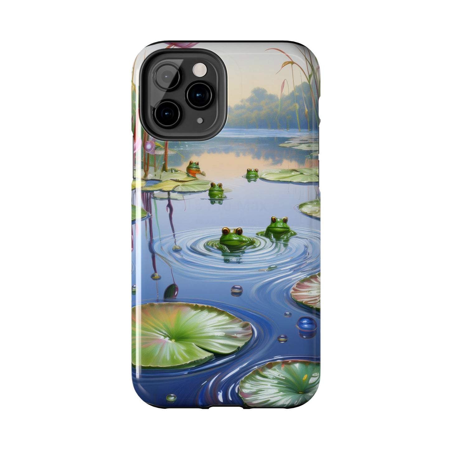 Lily Pads and Frogs Phone Case, Mountain View Raindrops Nature Scene for iPhone or Samsung Galaxy