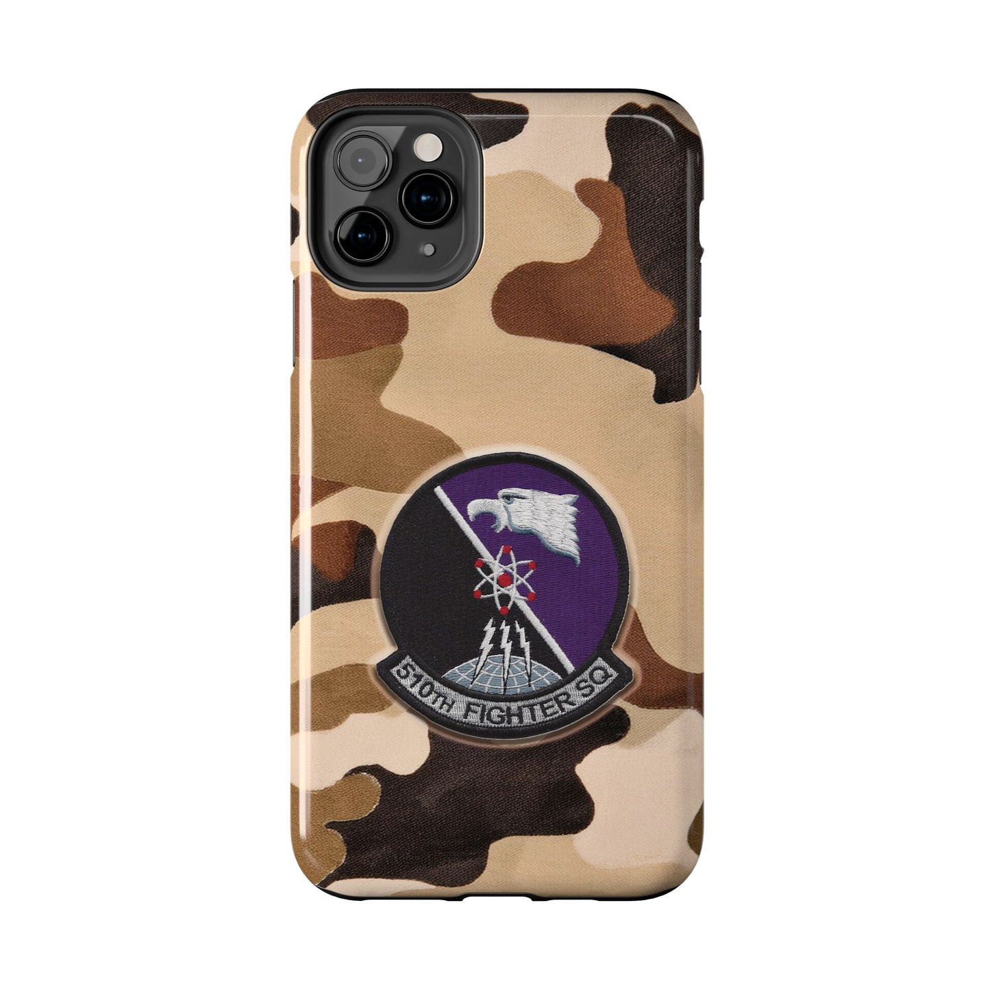 Air Force Squadron 510 iPhone Cell Phone Case, 510th Squadron Patch, Brown Camouflage