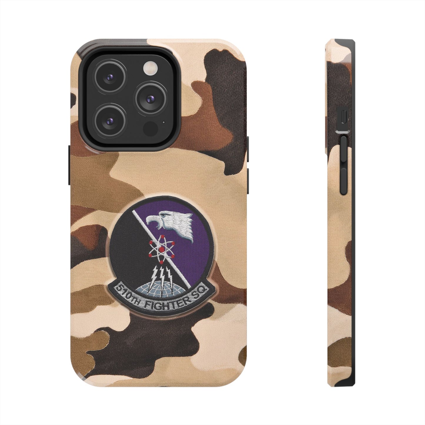 Air Force Squadron 510 iPhone Cell Phone Case, 510th Squadron Patch, Brown Camouflage