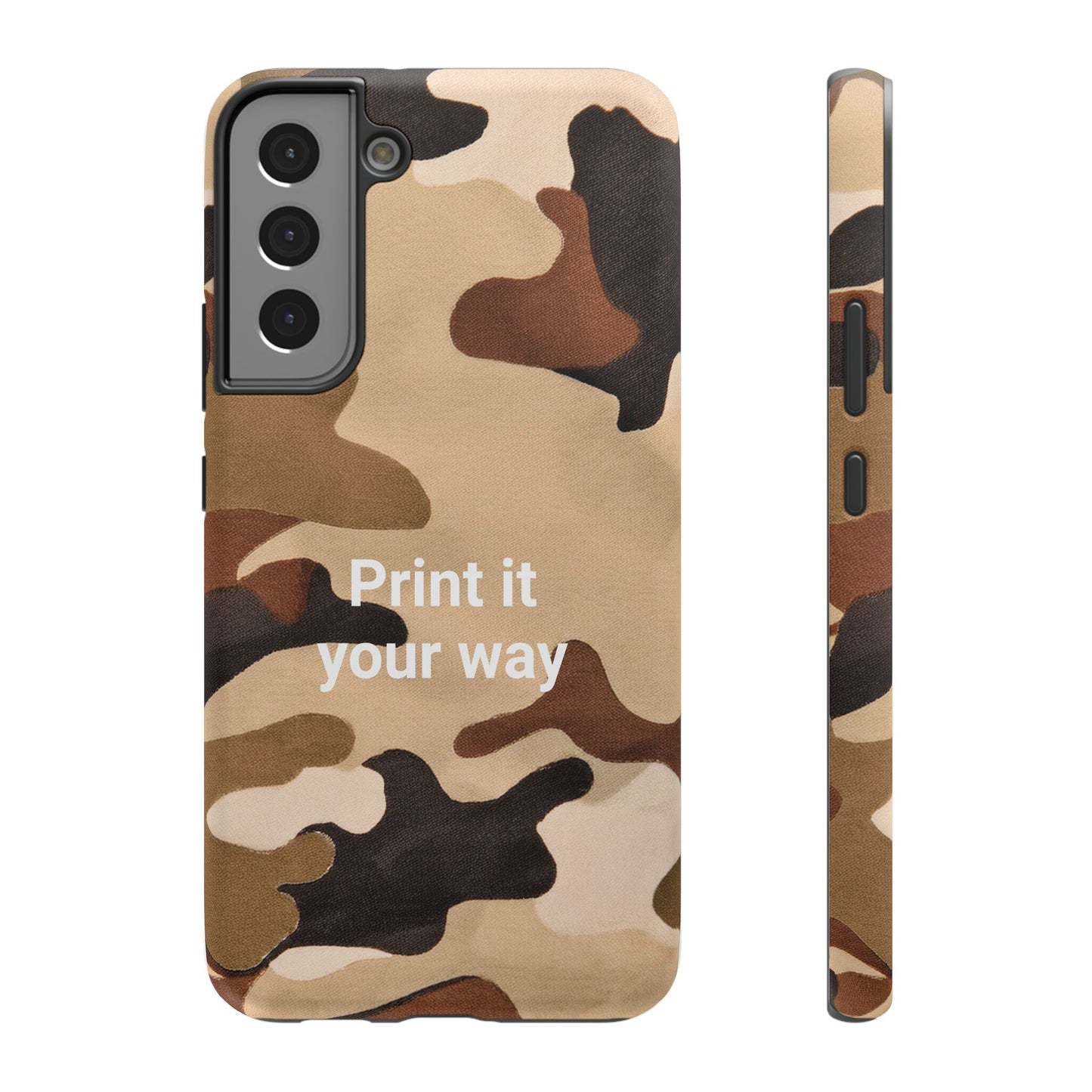 Brown Camouflage Cell Phone Case Design, Impact Resistant, Matt Finish - Customizable iPhone or Samsung Case, Protective Cover, Hard Shell,