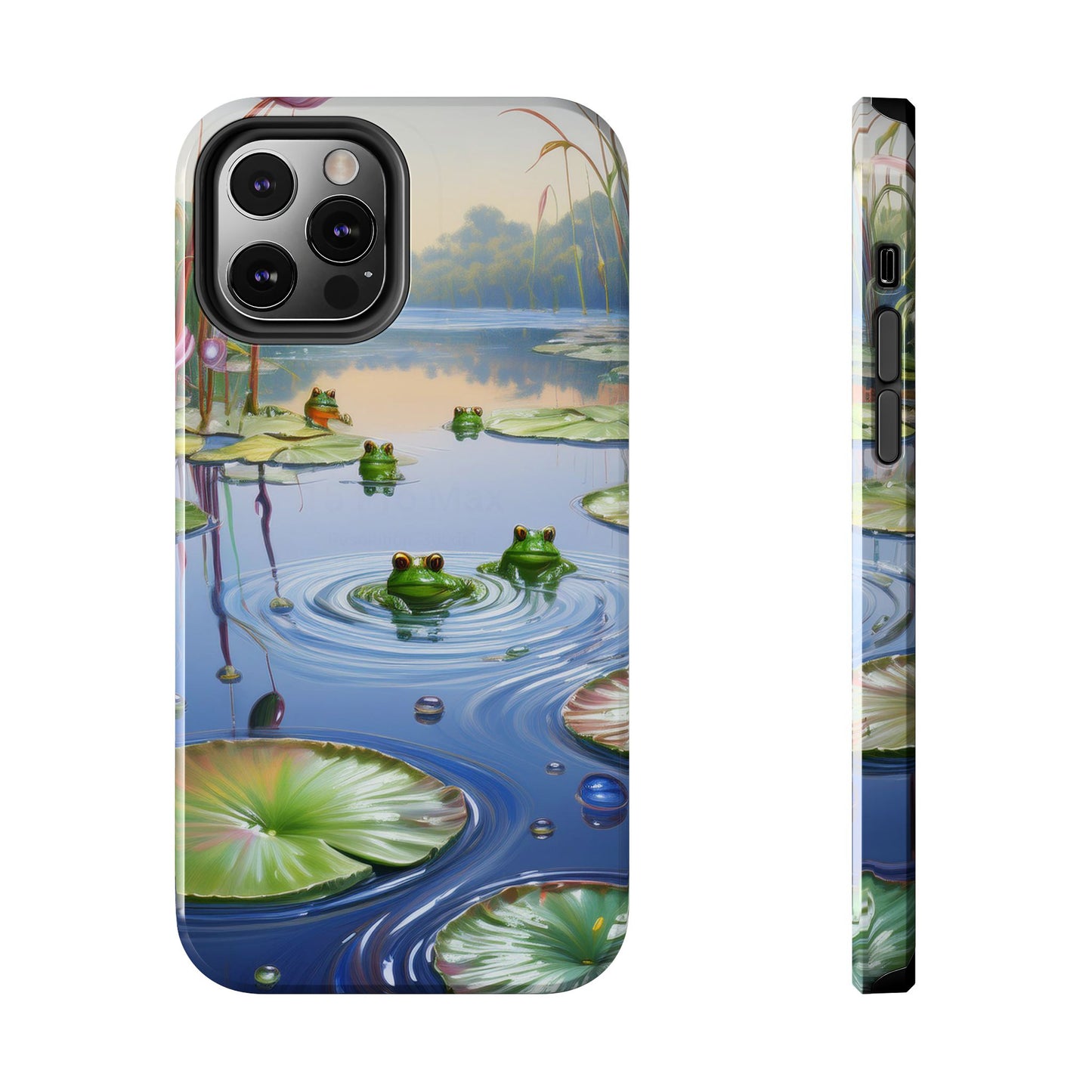 Lily Pads and Frogs Phone Case, Mountain View Raindrops Nature Scene for iPhone or Samsung Galaxy