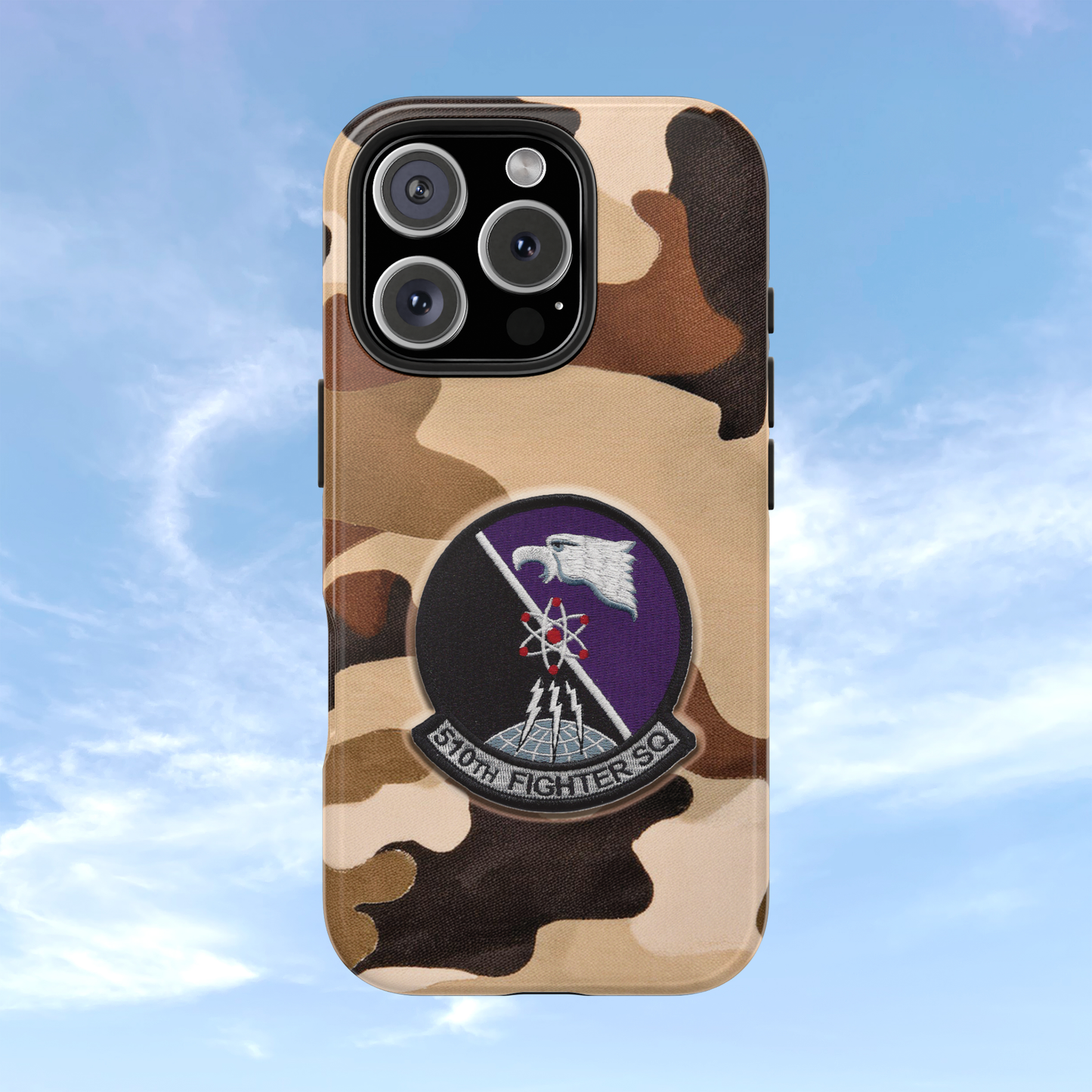 Air Force Squadron 510 iPhone Cell Phone Case, 510th Squadron Patch, Brown Camouflage