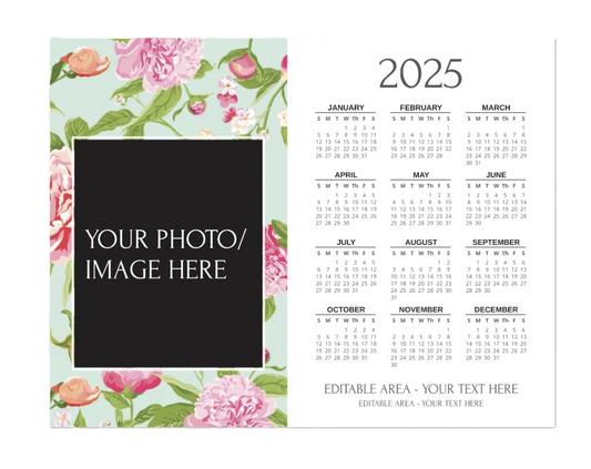 Custom Magnetic Calendar | Personalized with Business Logo or Photos | Perfect Marketing Tool Green Side Floral