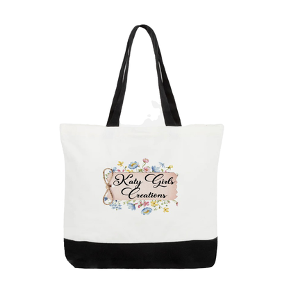 Cotton Canvas Tote Bag – Black or Neutral Trim, Double-Sided Printing, 100% Cotton